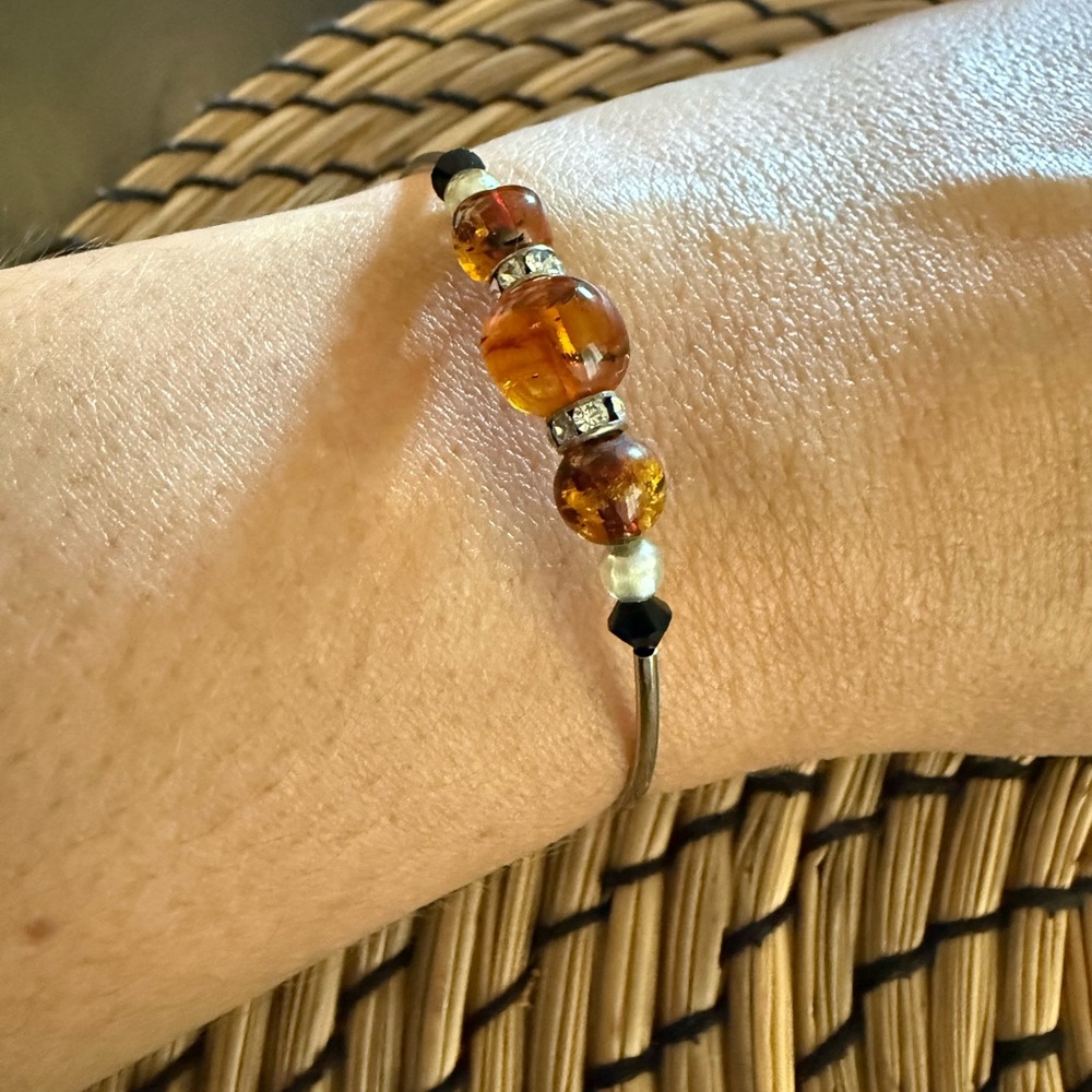Amber baltic and silver bracelet